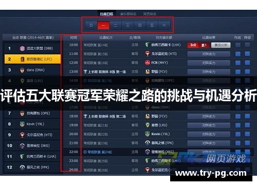 评估五大联赛冠军荣耀之路的挑战与机遇分析